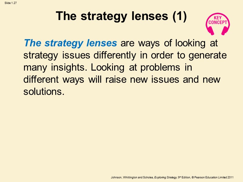 The strategy lenses (1)  The strategy lenses are ways of looking at strategy